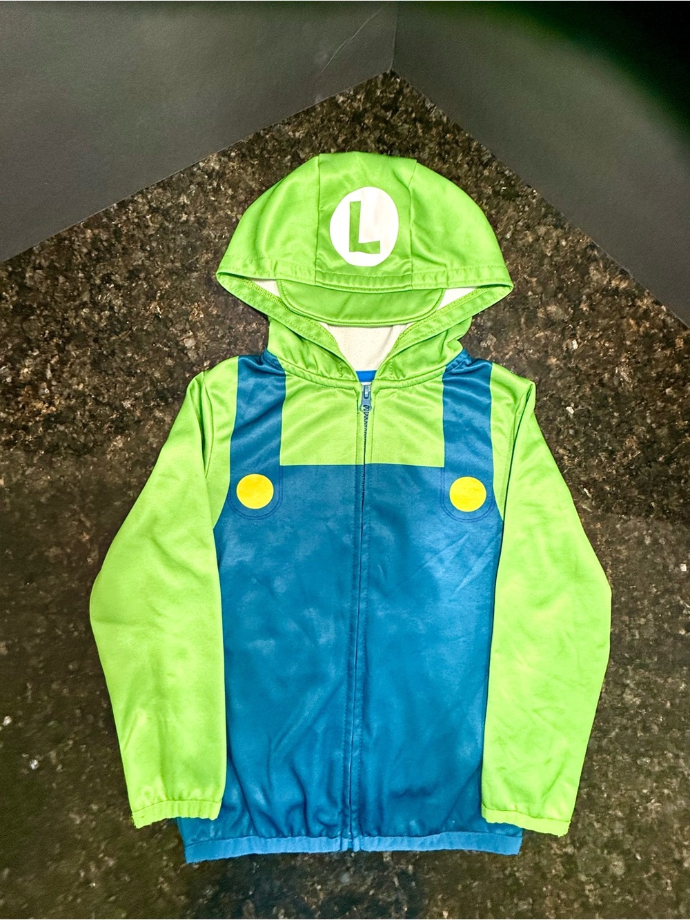jumping beans Green and Blue Hooded Superhero Costume Jacket